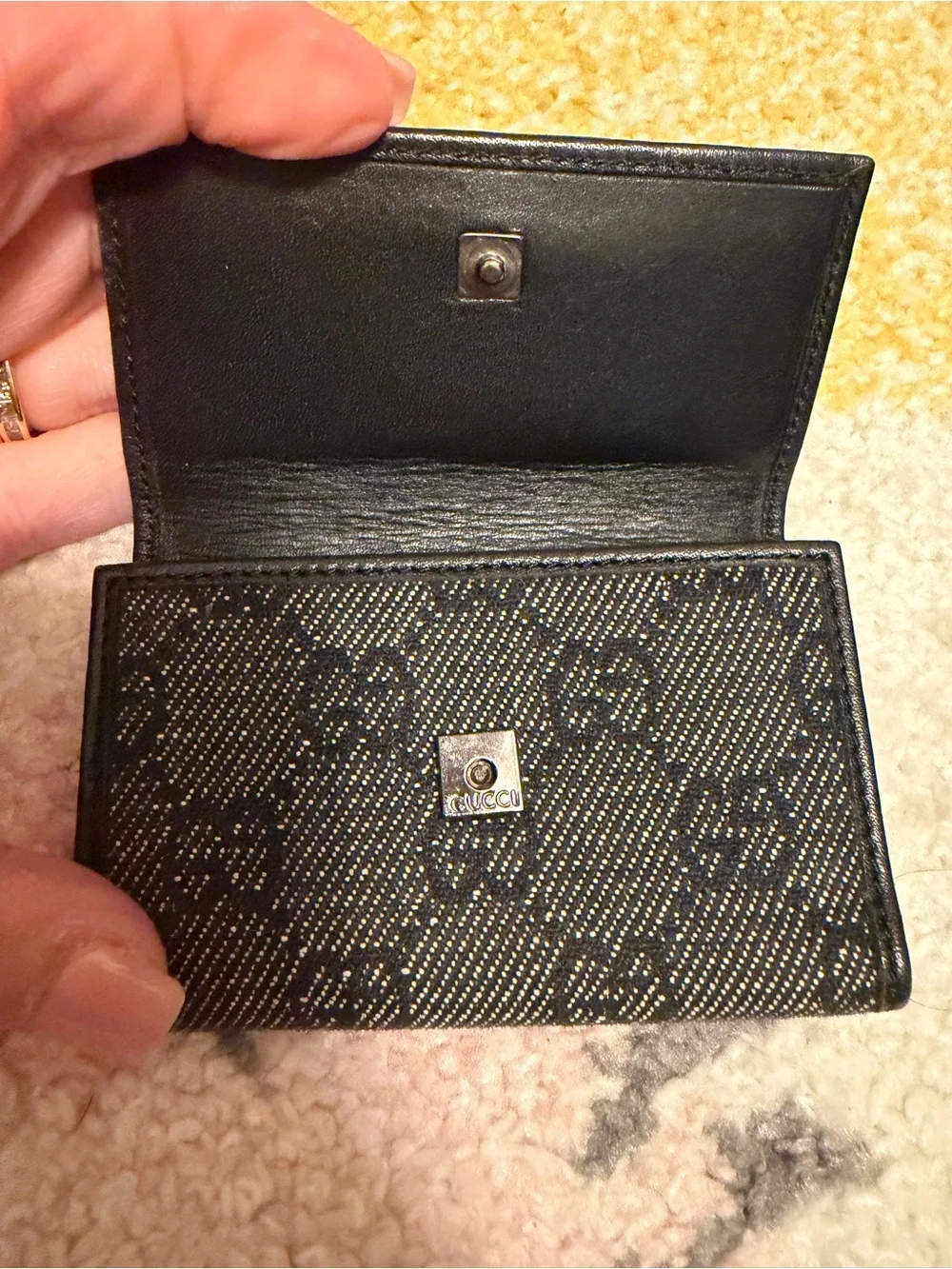 Black Gucci Denim Women’s Cosmetic Pouch and Wallet Set